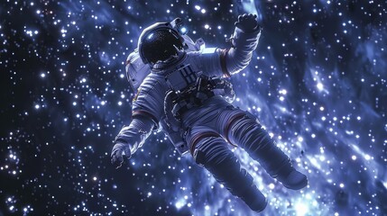 Fototapeta premium astronaut floating in the vast expanse of space surrounded by stars digital illustration