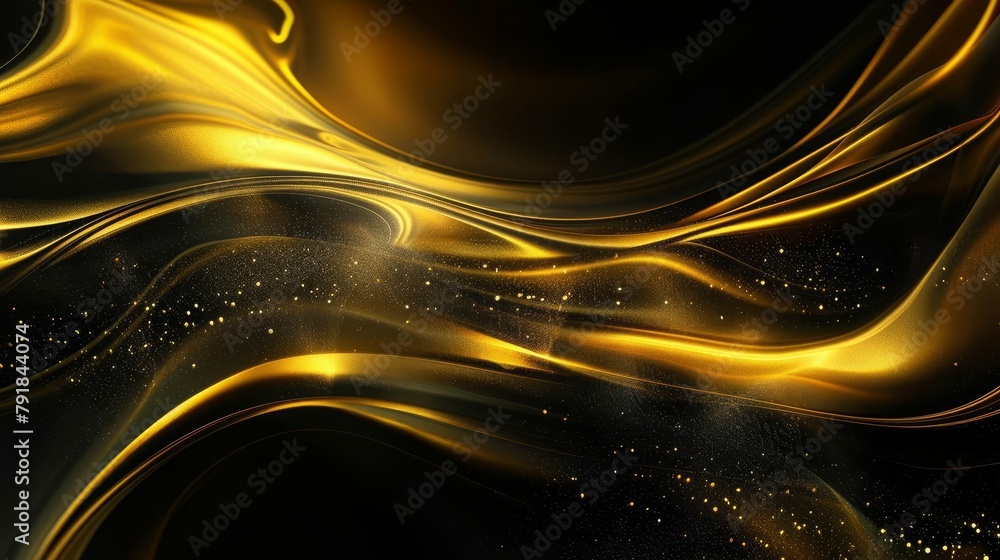 Poster black gold and yellow abstract background with grainy noise texture bright glow and empty space digi