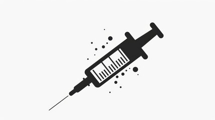 black syringe icon on white background medical illustration