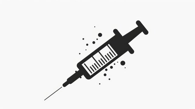 black syringe icon on white background medical illustration