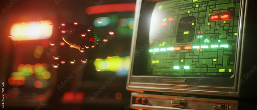 Poster vintage tv set with 8 bit 2d eighties inspired console arcade game. at the end of the level, the pla