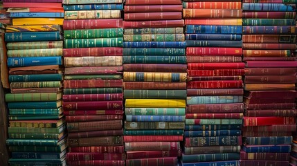 colorful stack of books in library abstract photo