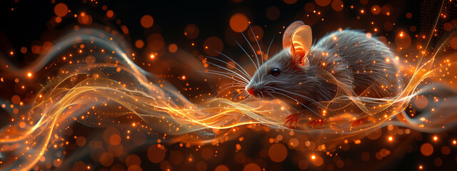 Fractal whimsy of the rodent realm: a charming rodent emerges from a whimsical tapestry of fractal patterns, inviting you into a world where imagination and nature intertwine