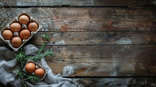 farm fresh eggs on rustic wooden background food photography