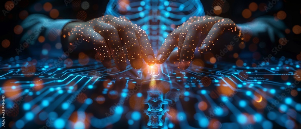 Poster an image of a businessman touching the icon on a media screen. concepts of cybersecurity and privacy