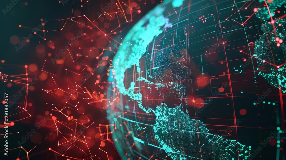 Poster global business network data analysis and digital marketing strategies abstract 3d illustration