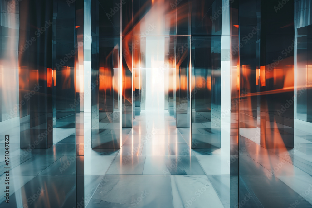 Poster Abstract background with reflections and caustics. Hi-tech. Futuristic background image. Created with Generative AI technology.