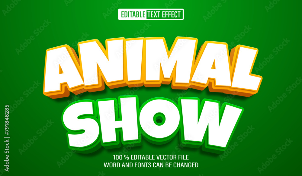 Poster text_editable 3d text style effect - animal show text effect template