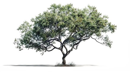 isolated single tree with clipping path and alpha channel on white background tropical deciduous vegetation digital artwork