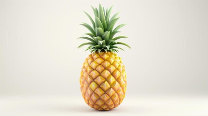 realistic 3d pineapple fruit icon isolated on clean white background digital illustration