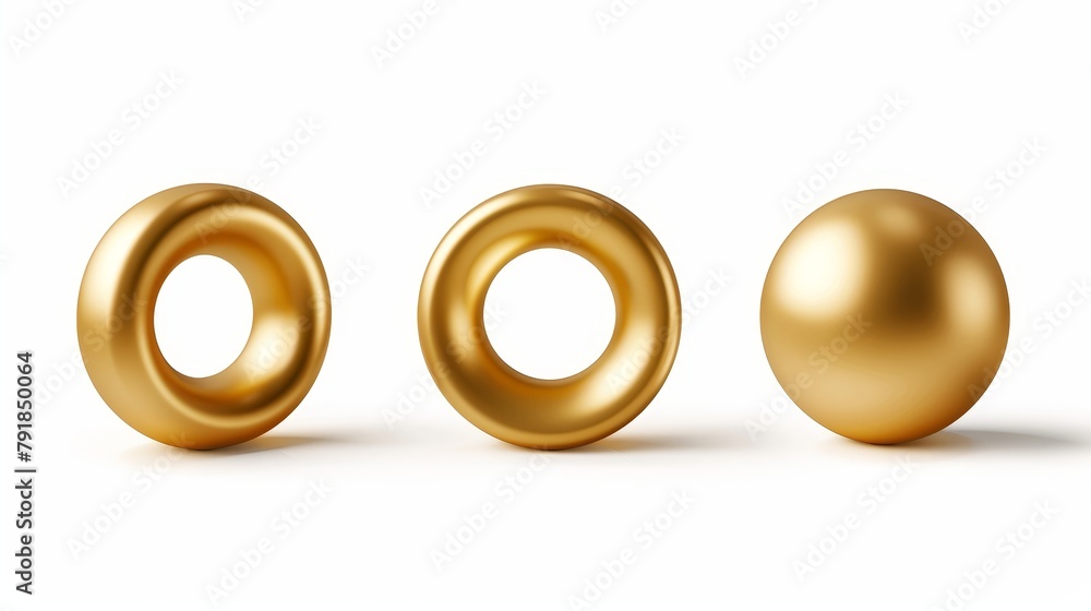 Poster isolated abstract geometric gold 3d shape modern object on white background. a geometric figure with