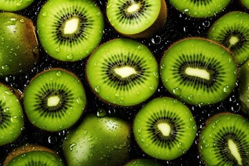 Fresh Kiwi captures the vibrant, natural beauty of the Kiwi, highlighting their small round shapes and glistening droplets of water