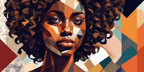 Colorful Modern Abstract Portrait Of a Black Woman