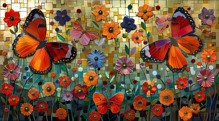 Flying Masterpieces: Butterflies Bring Klimt's Artistry to Life in Garden```