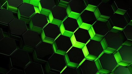Futuristic Green Hexagonal Digital Background for High-Tech Concepts