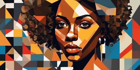 Colorful Modern Abstract Portrait Of a Black Woman