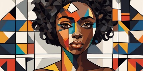 Colorful Modern Abstract Portrait Of a Black Woman