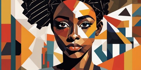 Colorful Modern Abstract Portrait Of a Black Woman