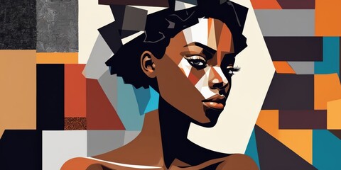 Colorful Modern Abstract Portrait Of a Black Woman