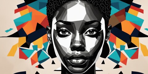 Colorful Modern Abstract Portrait Of a Black Woman