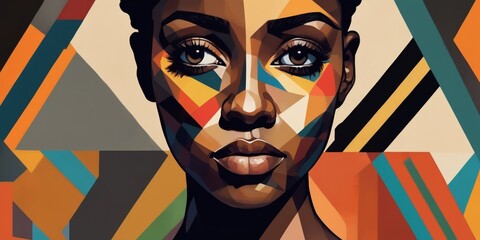 Colorful Modern Abstract Portrait Of a Black Woman