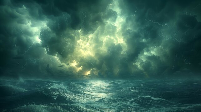 Epic Storm Over the Sea: Capturing Nature's Fury, generative ai