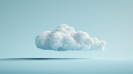 Minimal cloud, minimal 3D art, serene white on soft blue, abstract tranquility
