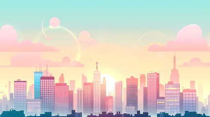 Geometric city background with a beautiful skyline - 791853891
