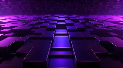 Fototapeta premium 3d rendering of purple and black abstract geometric background. Scene for advertising, technology, showcase, banner, game, sport, cosmetic, business, metaverse. Sci-Fi Illustration. Product display