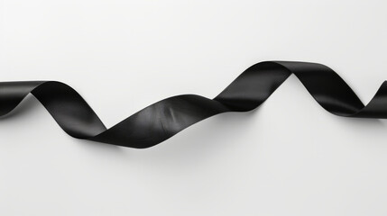 A black ribbon with a line on white background