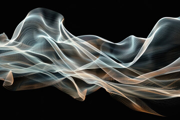 Obraz premium Organische Wellenstruktur in fließender Bewegung vor schwarzen Hintergrund