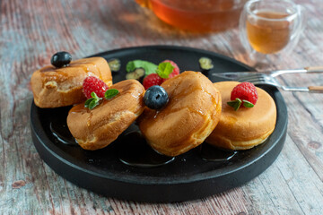 pancakes with berries and blueberries