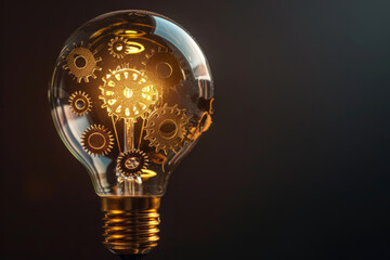 A light bulb with gears inside, symbolizing innovation and problem-solving