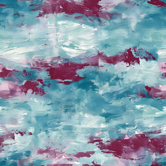 Title: Abstract Brushstroke Canvas, Cool Teal and Magenta, Modern Artistic Background with Copy Space