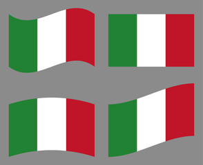 Set of Italy flag icons vector illustration. Italian flags collection on isolated background.