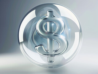 A dollar sign inside a protective bubble, representing financial security