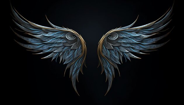 Minimalist Valkyrie wings logousing cleanflowing curves to form the wingsset against a dark background for high contrast.