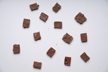chocolate pieces on a table