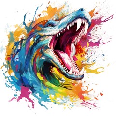 Abstract Colorful Illustration of a Leviathan on a White Background