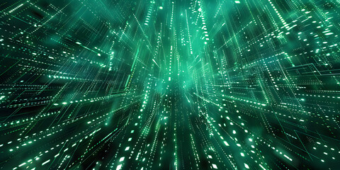 Naklejka na ściany i meble Dynamic digital matrix code background, embodying a cyber or tech theme, suitable for electronic or security products 