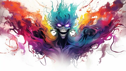 Abstract and Colorful Illustration of a Wraith on a White Background - obrazy, fototapety, plakaty