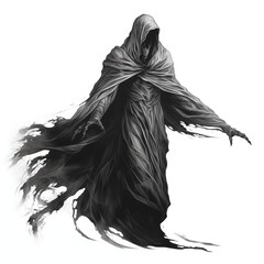 Black and White Illustration of a Wraith on a White Background