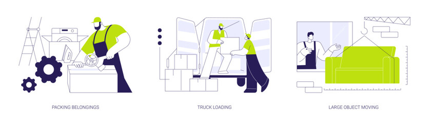 Moving company services abstract concept vector illustrations.