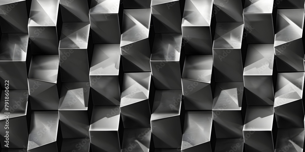 Canvas Prints monochrome geometric patterns with a 3d effect, sleek and sophisticated, for premium branding or tec