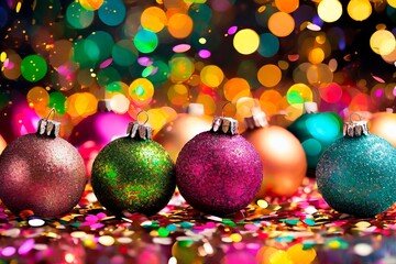 boules de Noël , ambiance festive et colorée