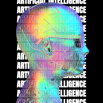 Kopf im Profil und künstliche Intelligenz