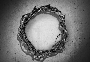 Crown of thorns on dark background. Friday concept