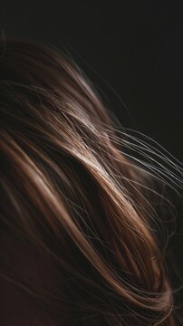 Minimalist image of a single hair strand highlighted against a dark background