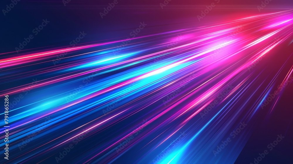 Poster abstract motion light background. blue and red dynamic neon trail. cyber concept for digital technol