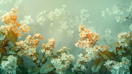 a gradient background blending from fresh mint green to lively lime, captured in high resolution against a blossoming garden.